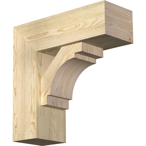 Ekena Millwork Merced Block Rough Sawn Bracket w/ Offset Brace, Douglas Fir, 8"W x 22"D x 22"H BKT0806X22X22MRC05RDF - main